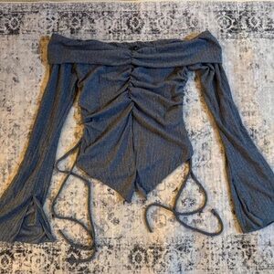 Fashion Nova Heather Gray Ruched off the shoulder Top